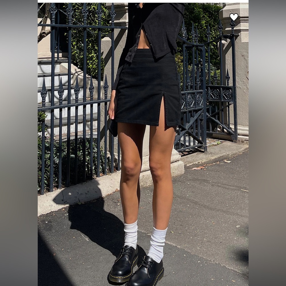 Lioness black jean miniskirt, size M